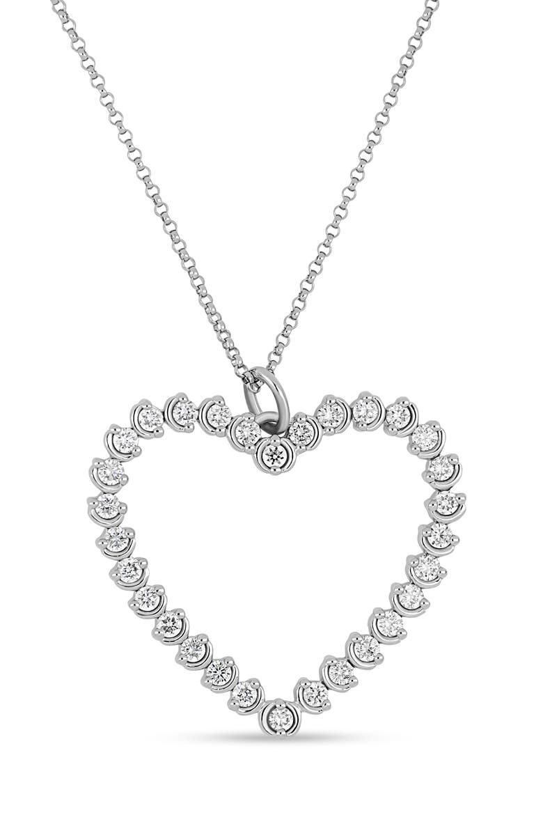 18K Gold Liora Diamond Heart Pendant Necklace, Main, color, 18K WHITE GOLD
