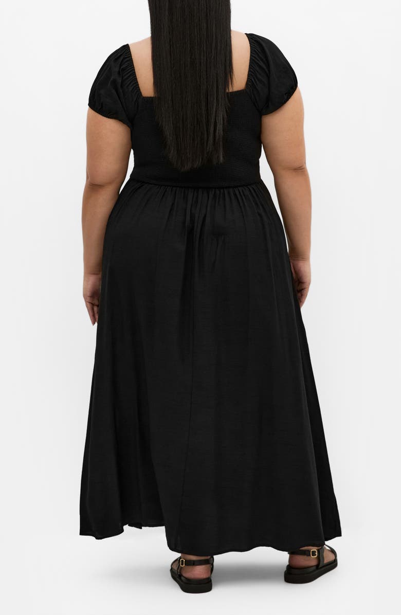 City Chic Abbigail Puff Sleeve Maxi Dress, Alternate, color, Black