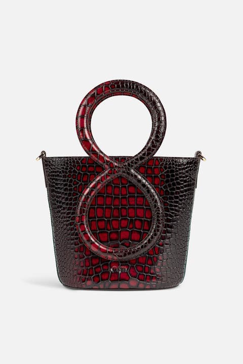 Infinity Bag - Burgundy and Black Crocodile Embossed