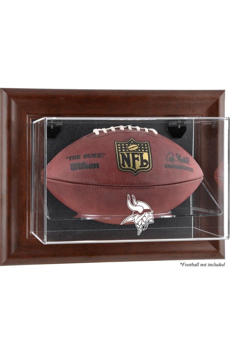 FANATICS AUTHENTIC Minnesota Vikings (2013-Present) Brown Framed Wall-Mountable Football Case, Main, color, 