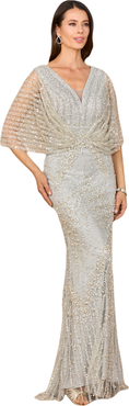 LARA New York Cape Sleeve Mermaid Gown