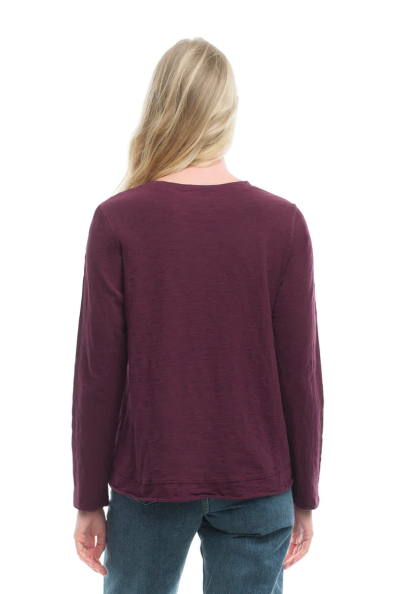 Boxy Mixed Fabric Hem T-Shirt, Alternate, color, Dark Fig