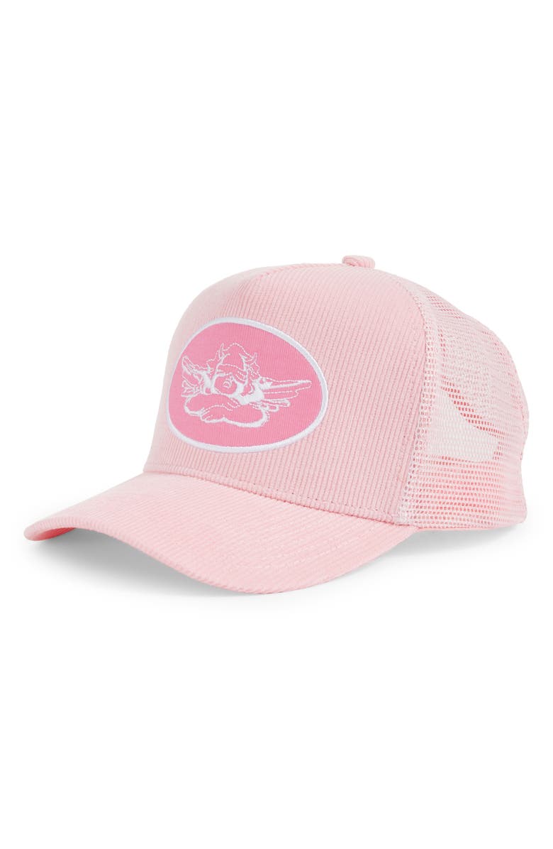 BOYS LIE Rich In Pink Corduroy Trucker Hat, Main, color, 