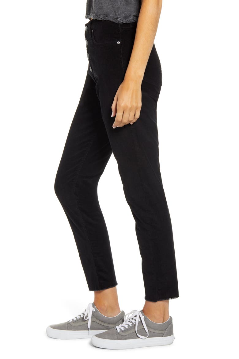Zadie High Waist Corduroy Straight Leg Pants, Alternate, color, BLACK
