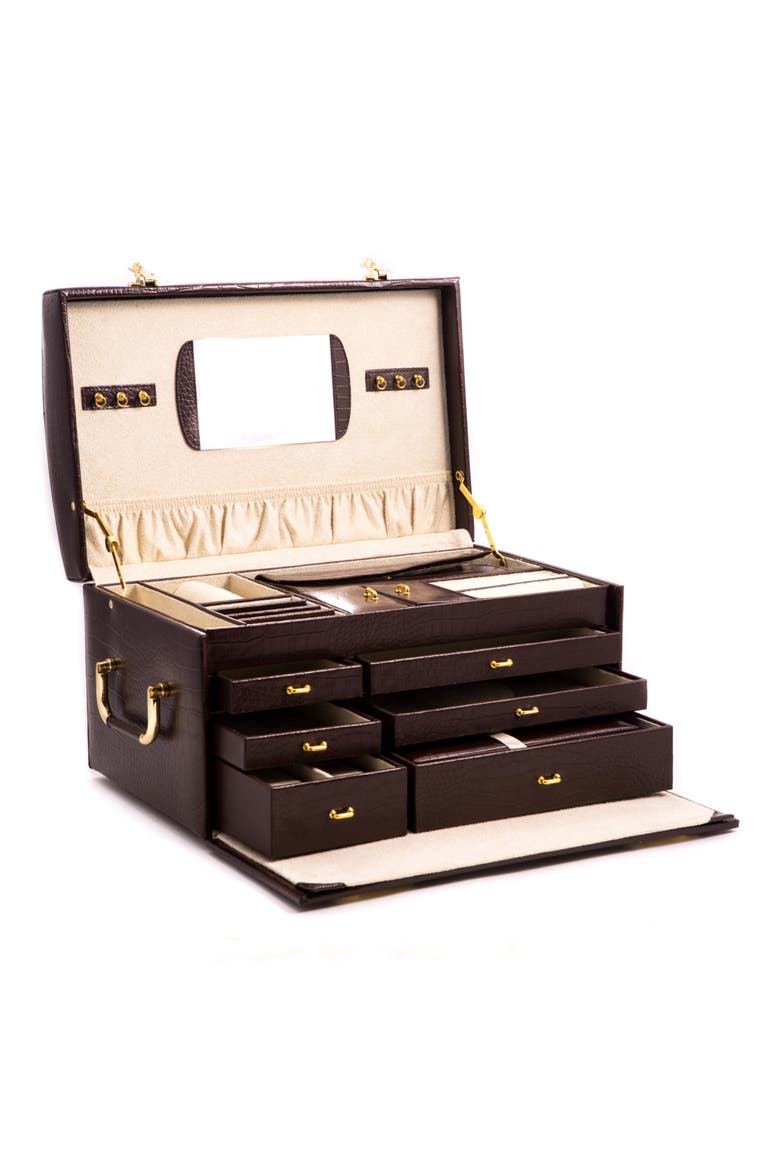 Leather Jewelry Box, Alternate, color, BLACK