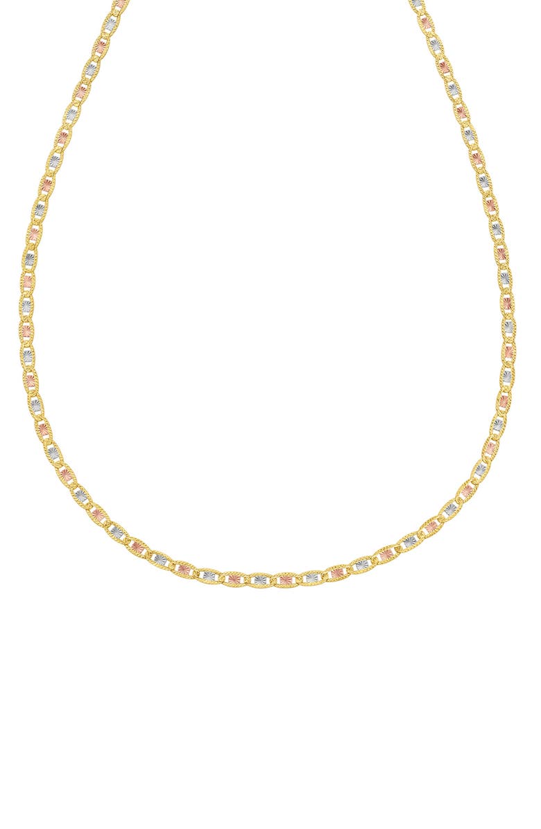 Queen Jewels Tri-Tone 14K Gold Textured Chain Necklace, Main, color, Tri-Color