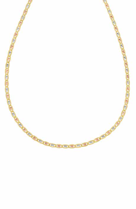 Queen Jewels Tri-Tone 14K Gold Textured Chain Necklace