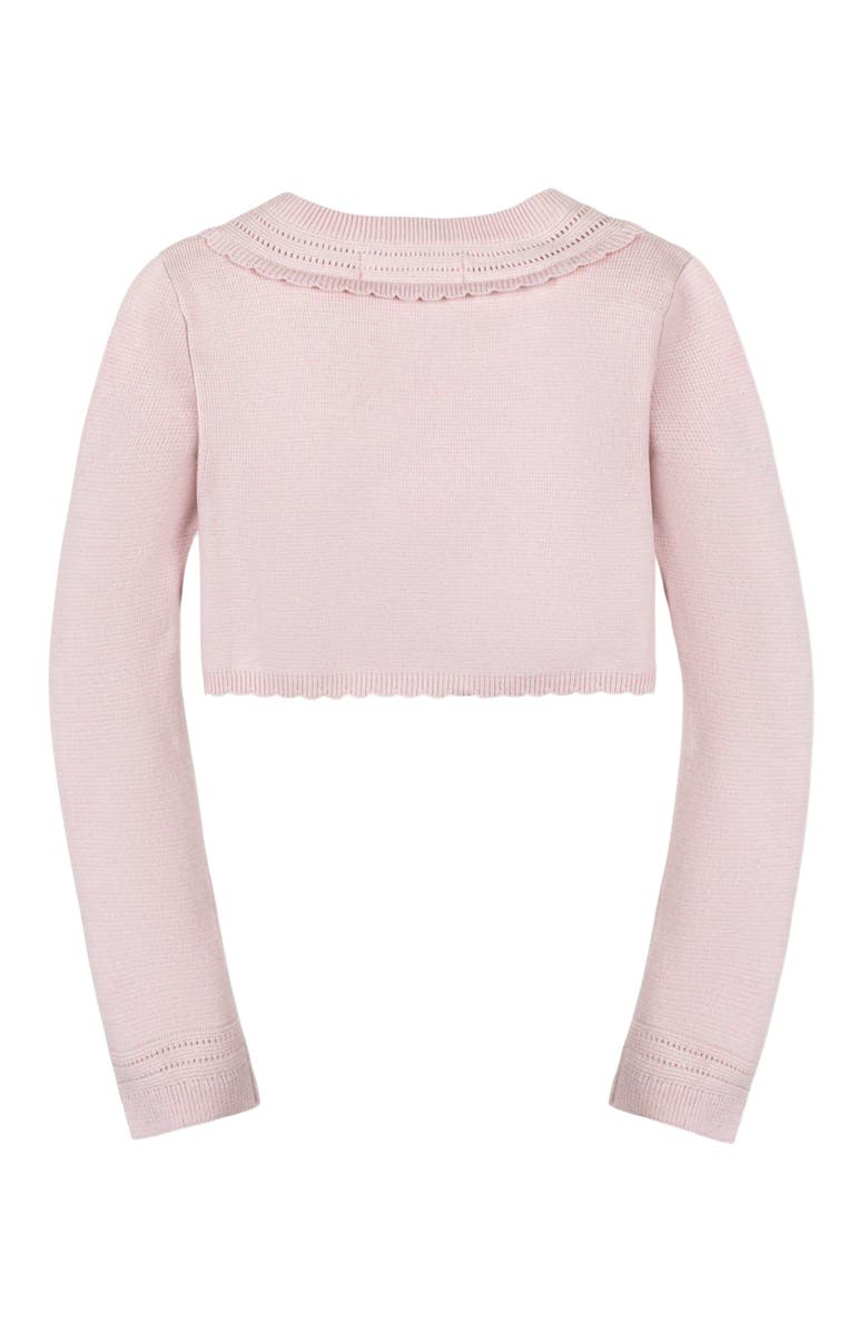 Hope & Henry Baby Girls' Organic Cropped Special Cardigan, Infant, Alternate, color, Pale Pink Scallop