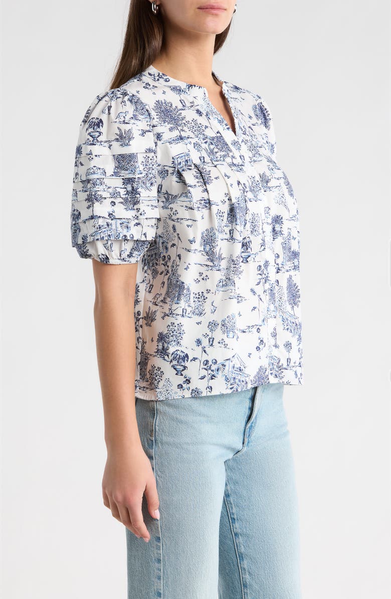SUGARLIPS Renzo Toile Woven Shirt, Alternate, color, White Blue-Multi