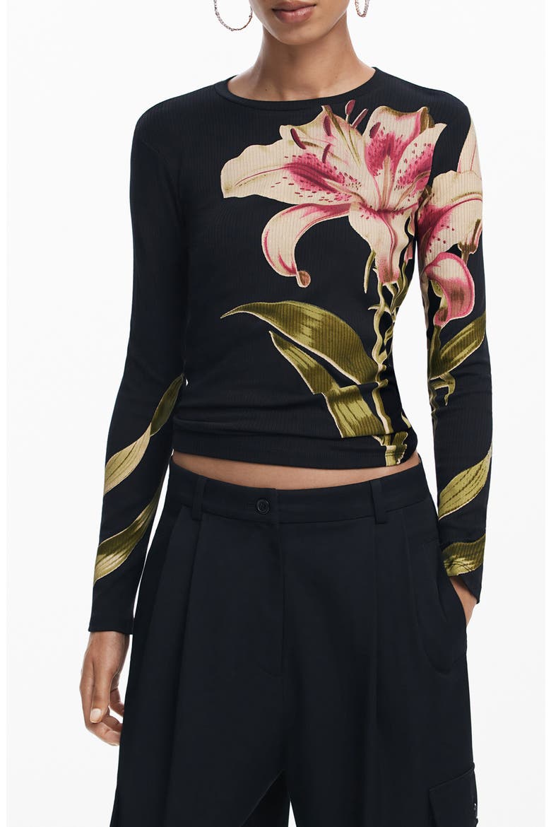 Romantic Rib Top, Main, color, BLACK