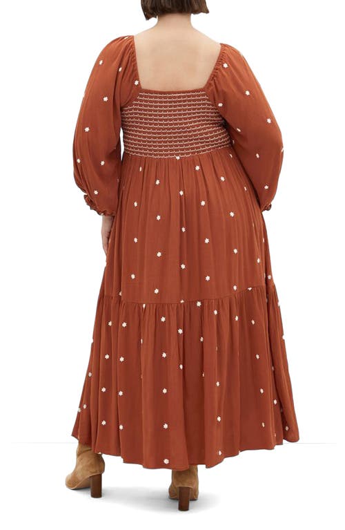 City Chic Kai Long Sleeve Maxi Dress In Brown