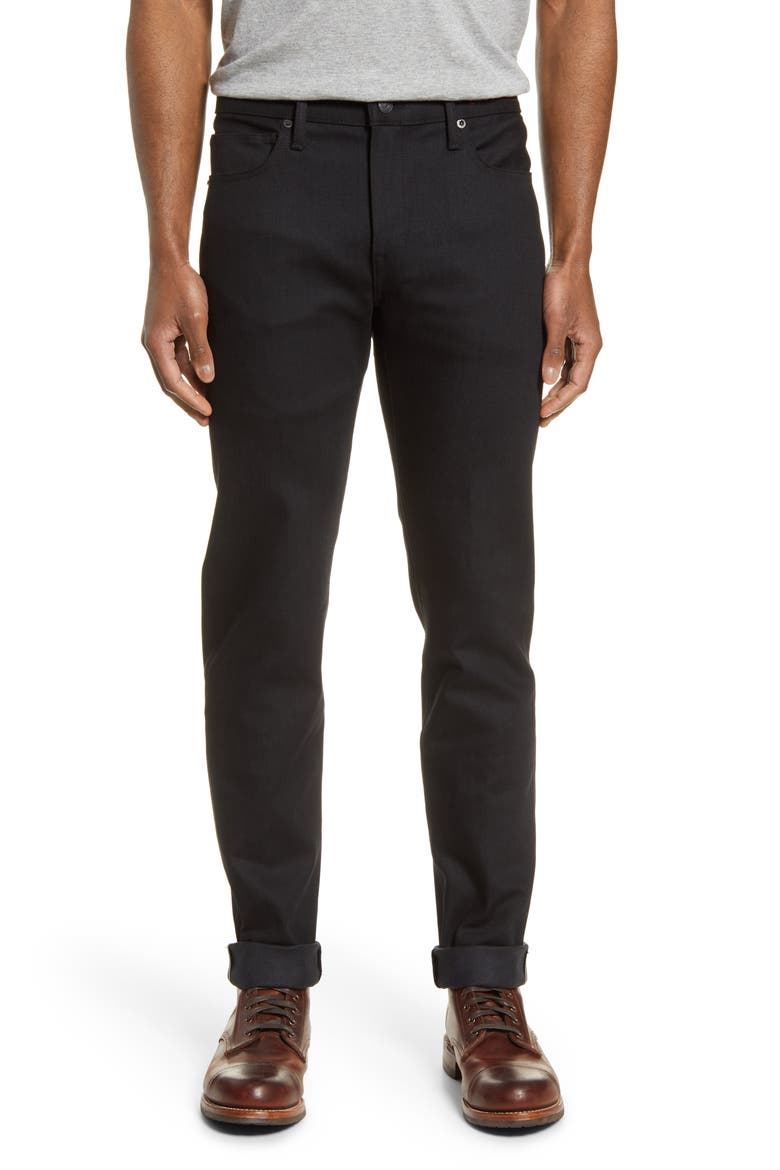 The Pen Slim 10.5-Ounce Stretch Selvedge Jeans, Main, color, BLACK RAW