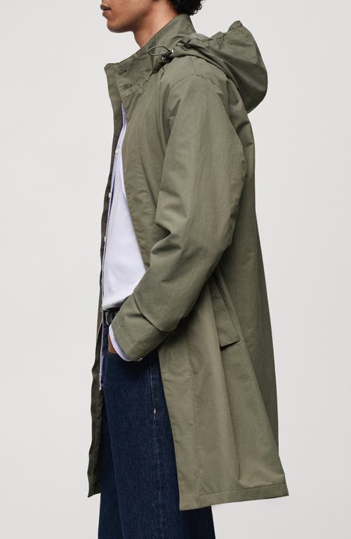 Mango Water Repellent Parka In Khaki Green