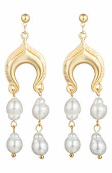 EYE CANDY LOS ANGELES Kate Faux Pearl Drop Earrings