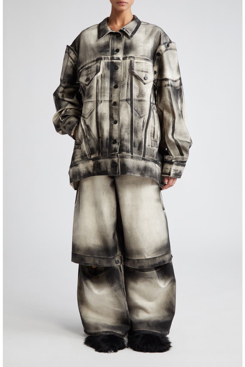 Painted Oversize Convertible Denim Jacket, Alternate, color, PAINTED DENIM