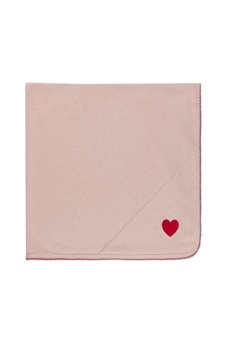 Baby Heart-Embroidered Textured Swaddle Blanket, Alternate, color, Blush Pink