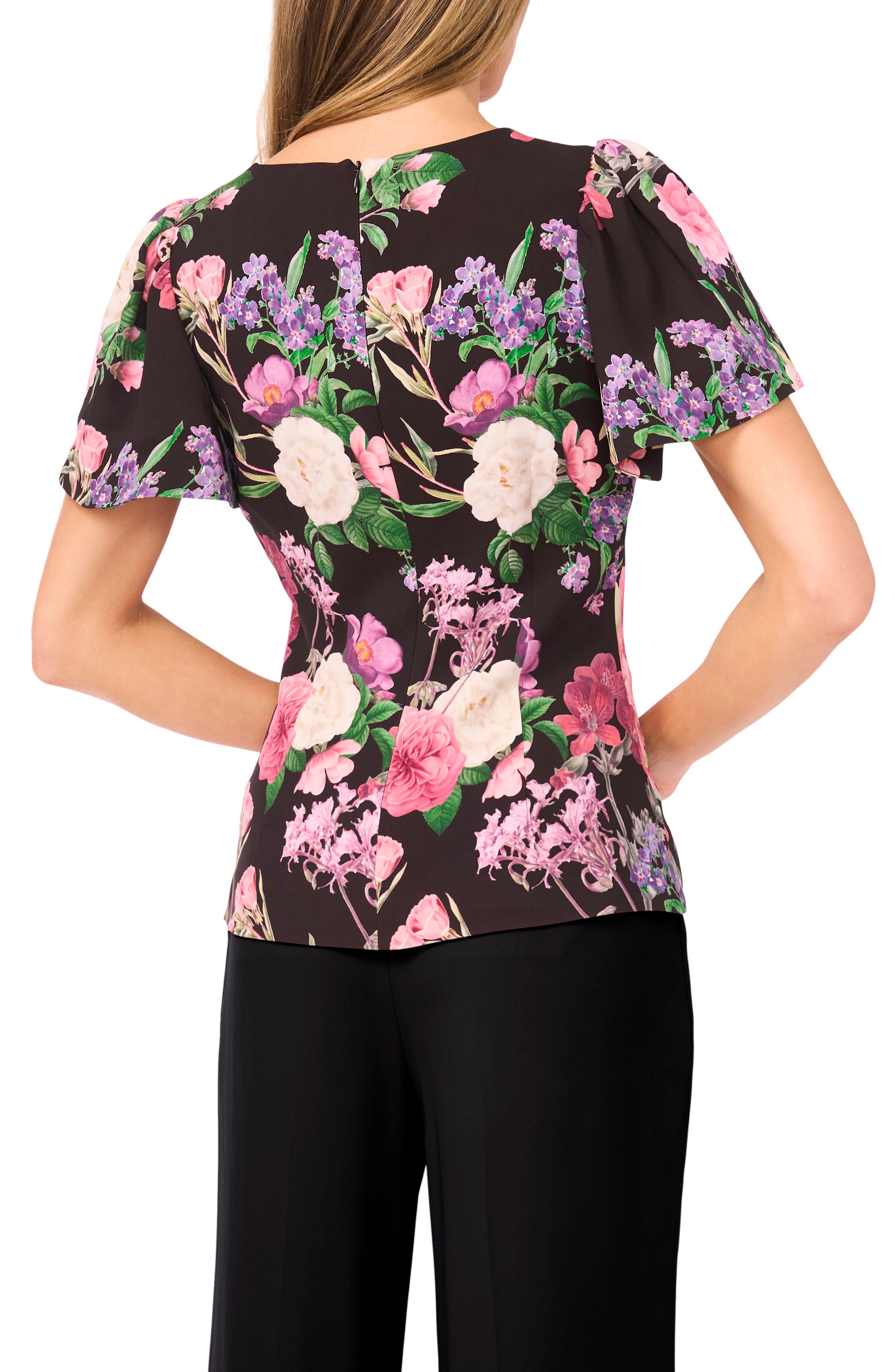 Lauren Floral Print Flutter Sleeve Top - image 2
