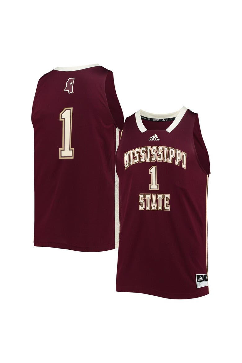 Men's adidas #1 Maroon Mississippi State Bulldogs Reverse Retro Jersey, Main, color, Maroon