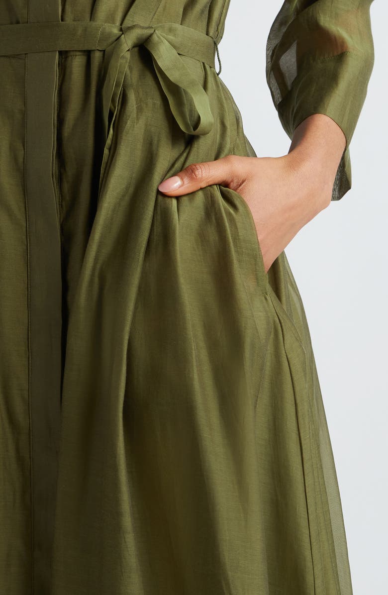 Max Mara Sial Sheer Sleeve Cotton & Silk Voile Shirtdress, Alternate, color, 