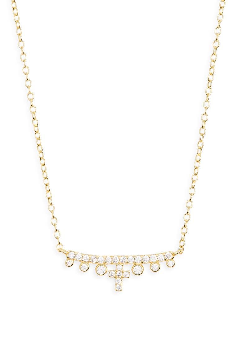Cross Frontal Bar Necklace, Main, color, GOLD