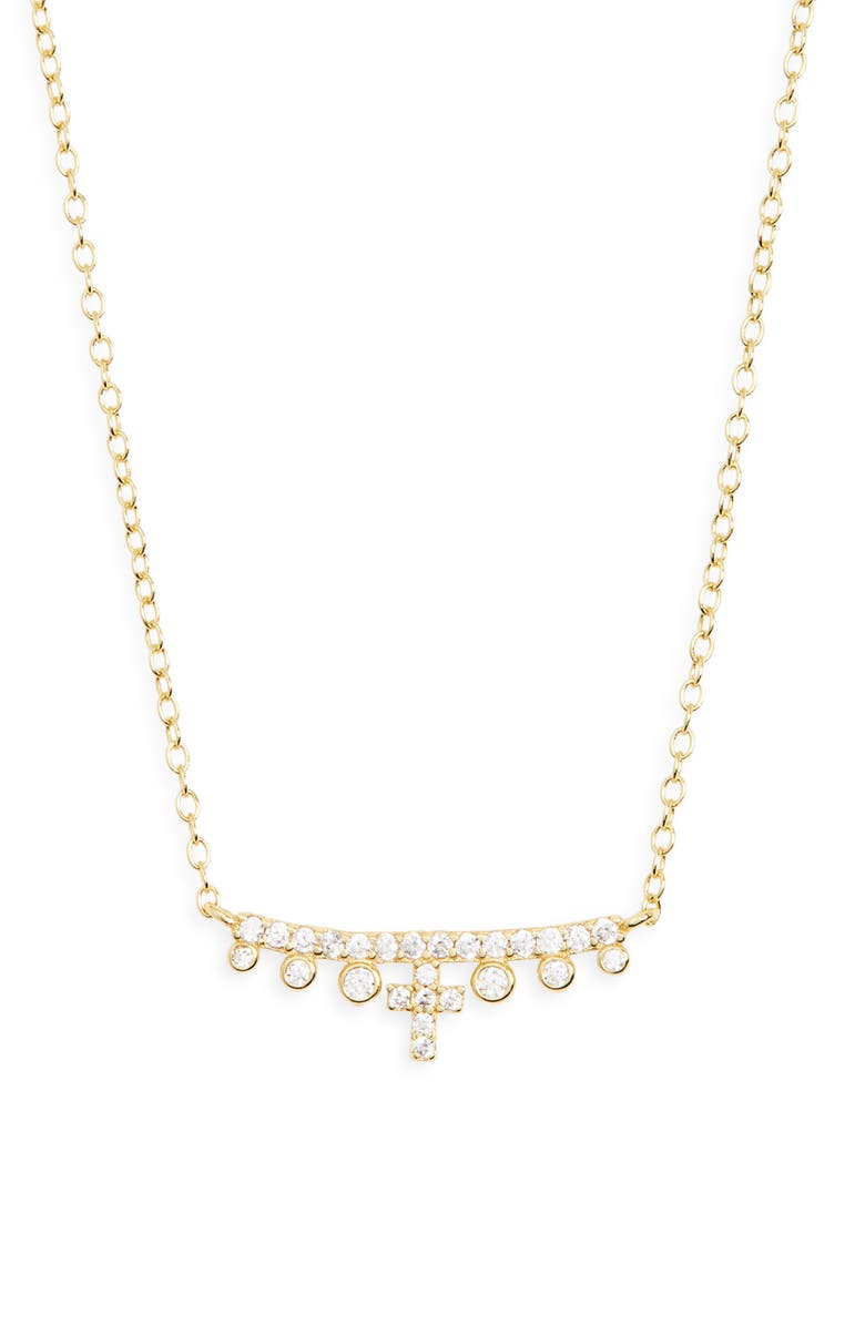 ARGENTO VIVO Cross Frontal Bar Necklace, Main, color, Gold