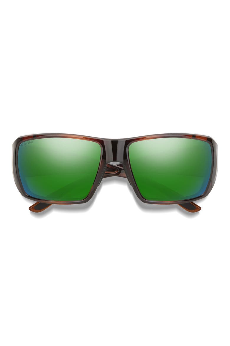 Guide's Choice 58mm ChromaPop™ Polarized Wraparound Sunglasses, Main, color, TORTOISE / GREEN