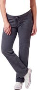 24seven Comfort Apparel Maternity Basic Ribbed Knit Drawstring Straight Leg Lounge Pants