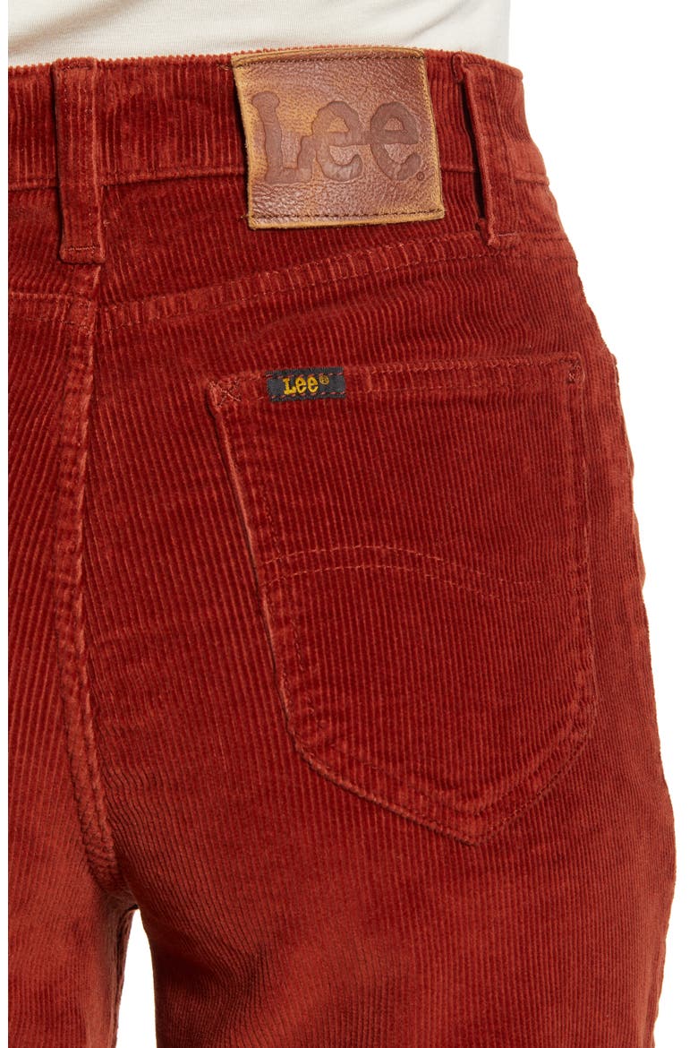 High Waist Straight Leg Corduroy Ankle Pants, Alternate, color, BURNT HENNA CORD