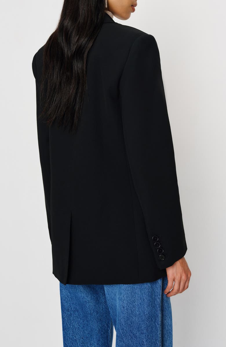 Reformation James Relaxed One-Button Crepe Blazer, Alternate, color, Black