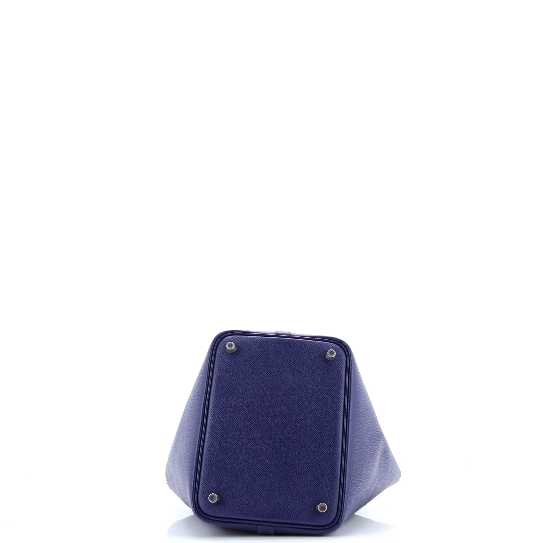 Pre-Owned Hermes Picotin Lock Bag Tressage Epsom PM, Alternate, color, Bleu Encre/Noir/Brique