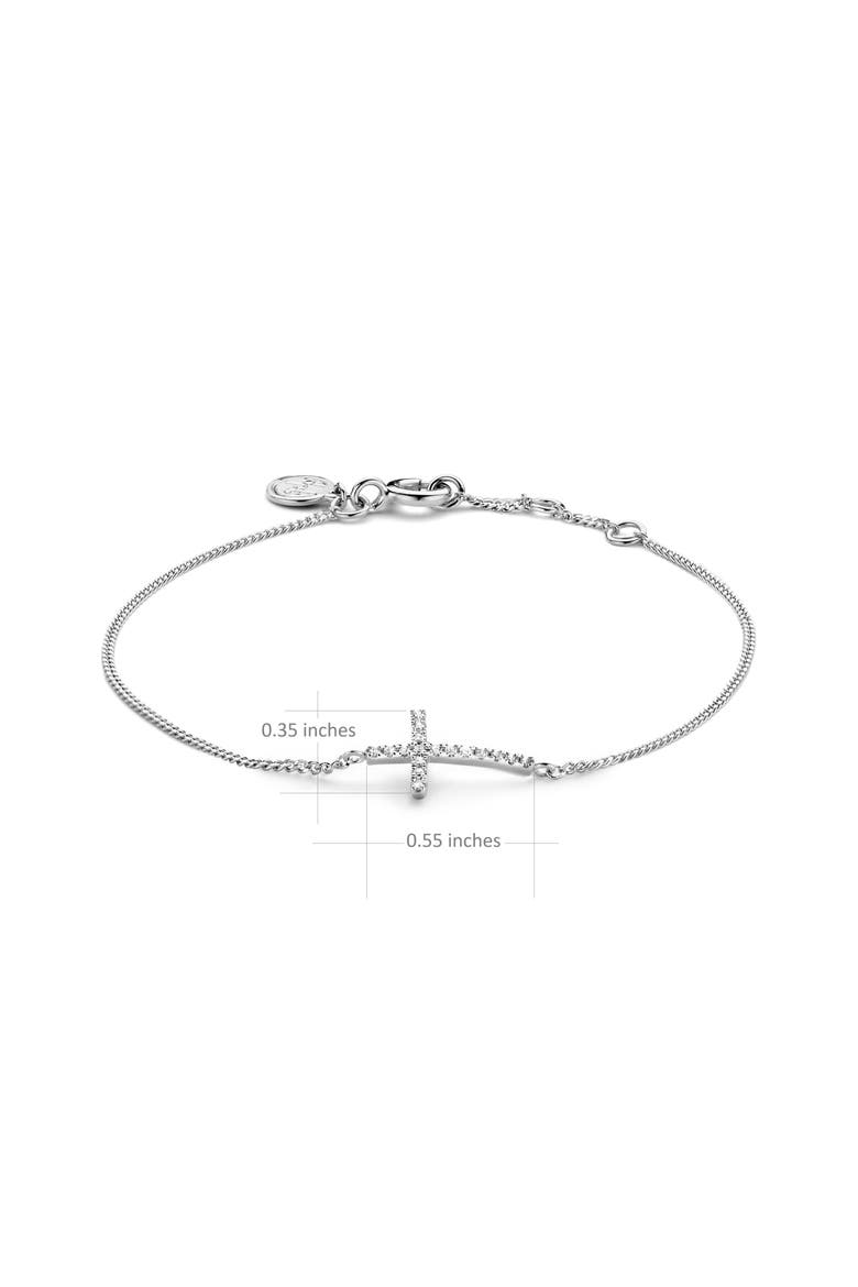Faith Diamond Bracelet |  17 natural diamonds | 925 Sterling Silver | Bracelet on Chain | 6.1 - 6.5 - 6.9 in | White Rhodium, Alternate, color, White Rhodium