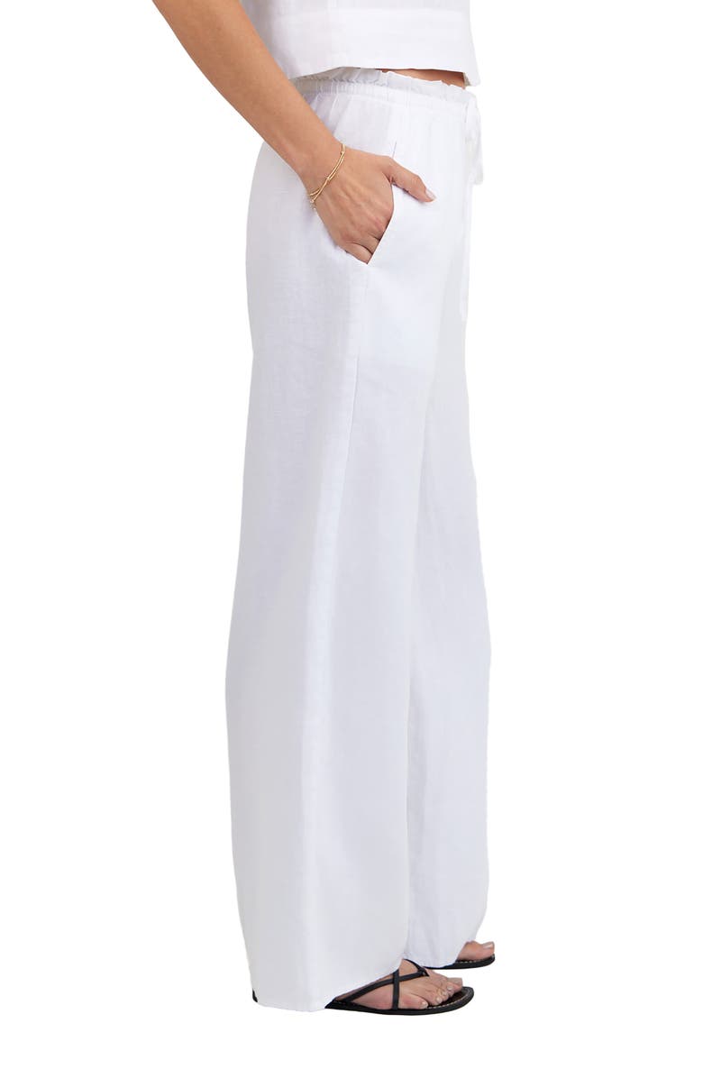 Bella Dahl Ruffle Waist Wide Leg Linen Pants, Alternate, color, White