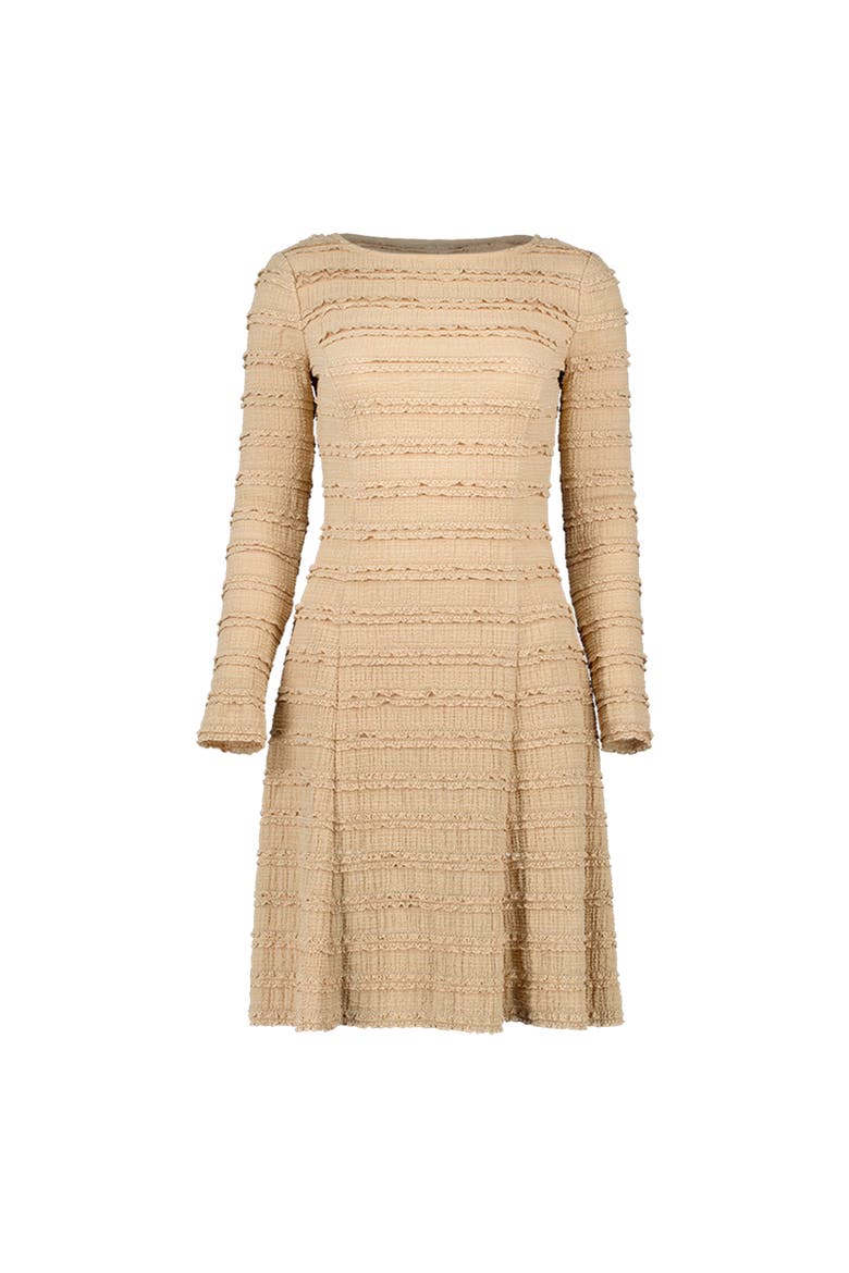 Knitted Dress with Long Sleeves, Alternate, color, LightBrown