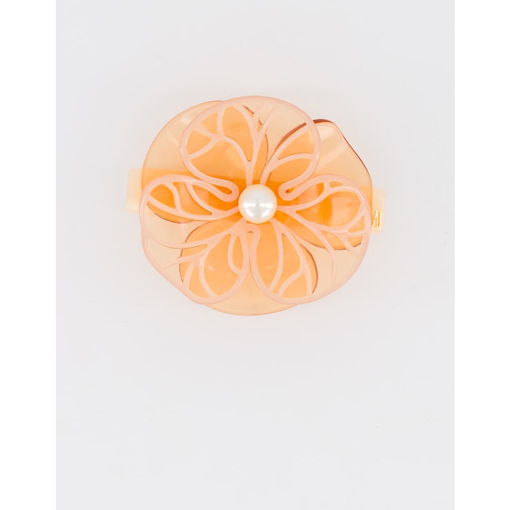Alexandre De Paris Boheme Camelia Acetate Hair Barette In Orange