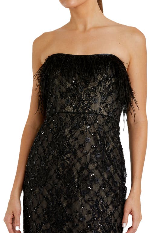 Mac Duggal Embellished Strapless Column Dress In Black Nude