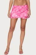EDIKTED Low Rise Tie Dye Mesh Miniskirt