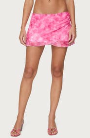 EDIKTED Low Rise Tie Dye Mesh Miniskirt
