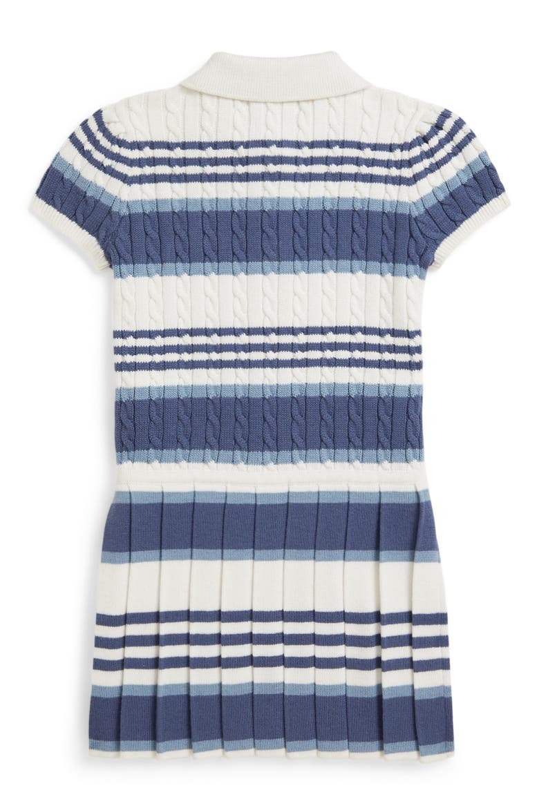 Stripe Cotton Cable Polo Sweater Dress, Alternate, color, DECKWASH W