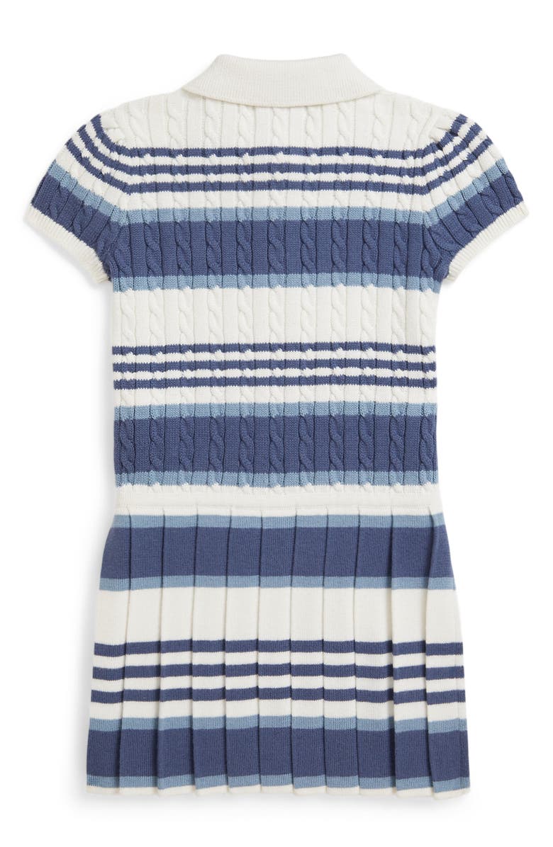 Ralph Lauren Stripe Cotton Cable Polo Sweater Dress, Alternate, color, Deckwash White Multi