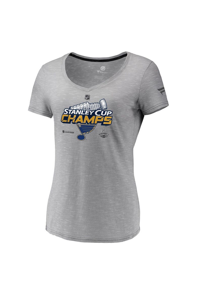 Women's Fanatics Branded Gray St. Louis Blues 2019 Stanley Cup Champions Locker Room V-Neck T-Shirt, Alternate, color, Gray