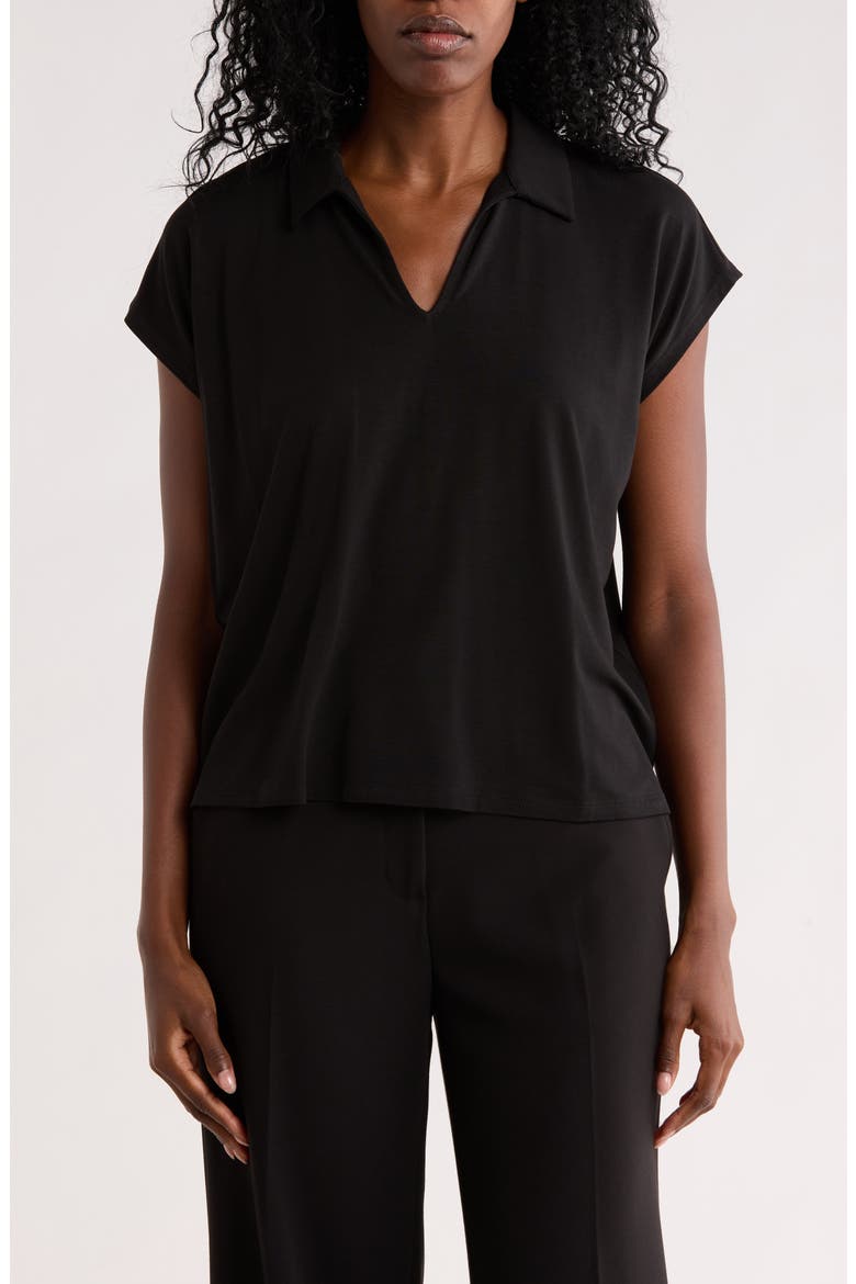 Boxy Cap Sleeve Jersey Top, Main, color, BLACK