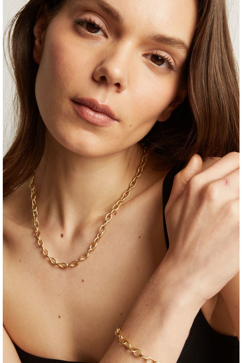Link Chain Necklace, Alternate, color, Gold Plated Stainless Steel