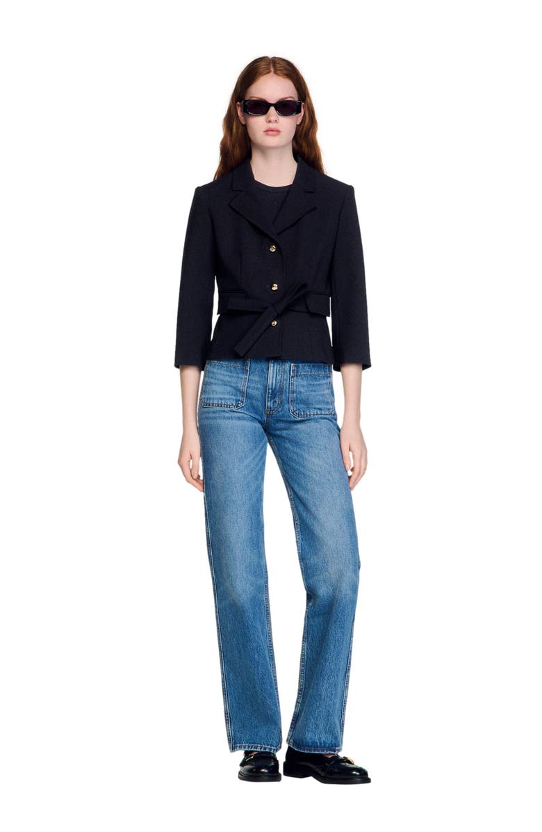 SANDRO Short tailored jacket, Alternate, color, Black
