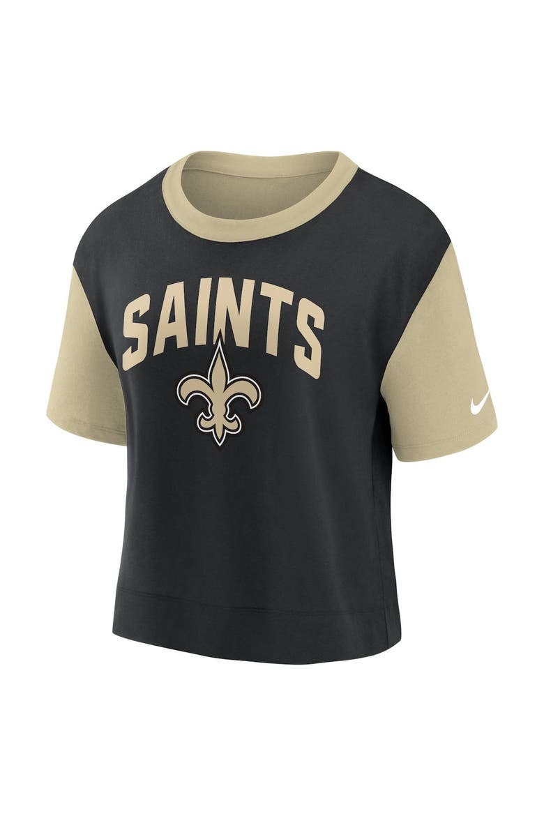 Women's Nike Gold/Black New Orleans Saints High Hip Fashion T-Shirt, Alternate, color, Gold