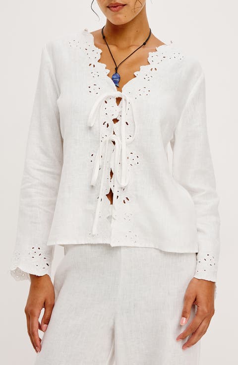 Fleur Eyelet Linen Shirt