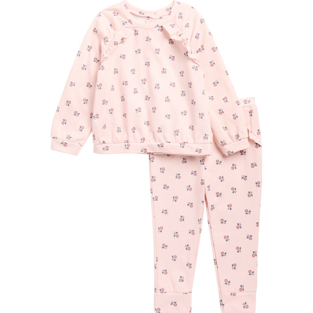 Nicole Miller Ruffle Sweatshirt & Pants Set In Pink