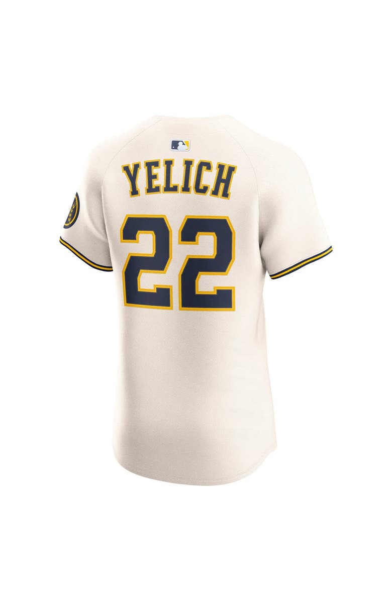 Nike Men's Nike Christian Yelich Cream Milwaukee Brewers Home Elite Player Jersey, Alternate, color, Cream