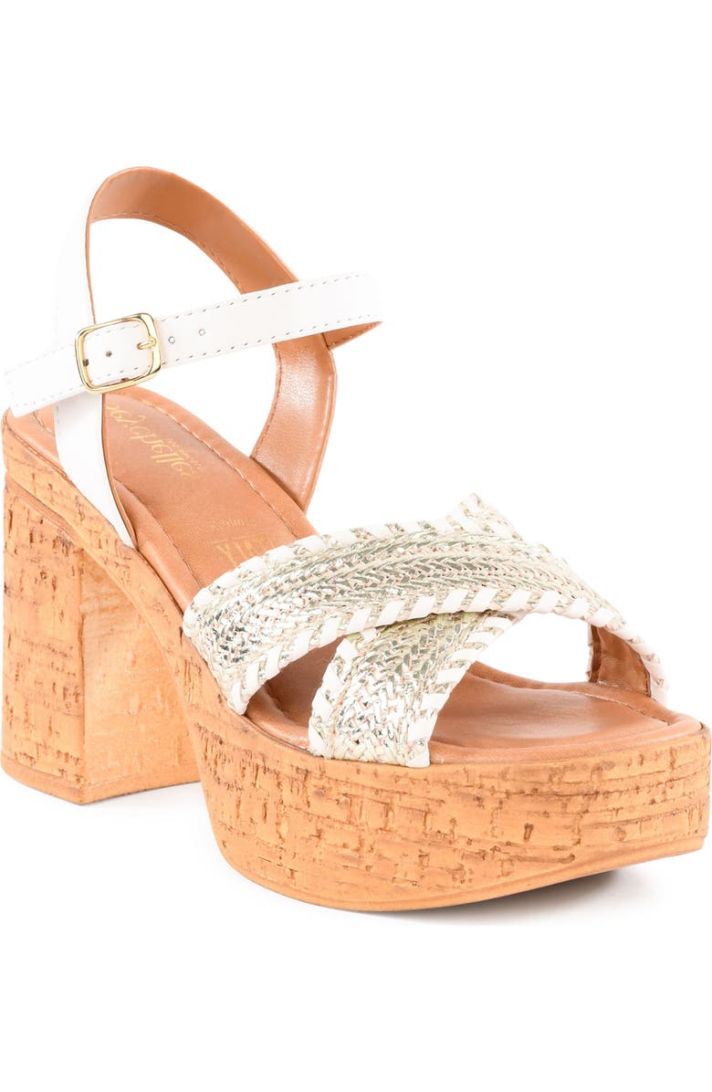 Seychelles Bravo Wedge Sandal, Main, color, Light Gold-White