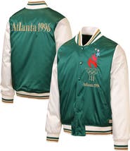 Outerstuff Men's Outerstuff Green/Cream Atlanta 1996 Summer Olympics Full-Snap Satin Bomber Jacket