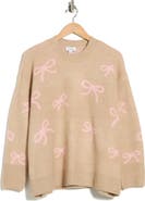 CeCe Bow Jacquard Crewneck Sweater